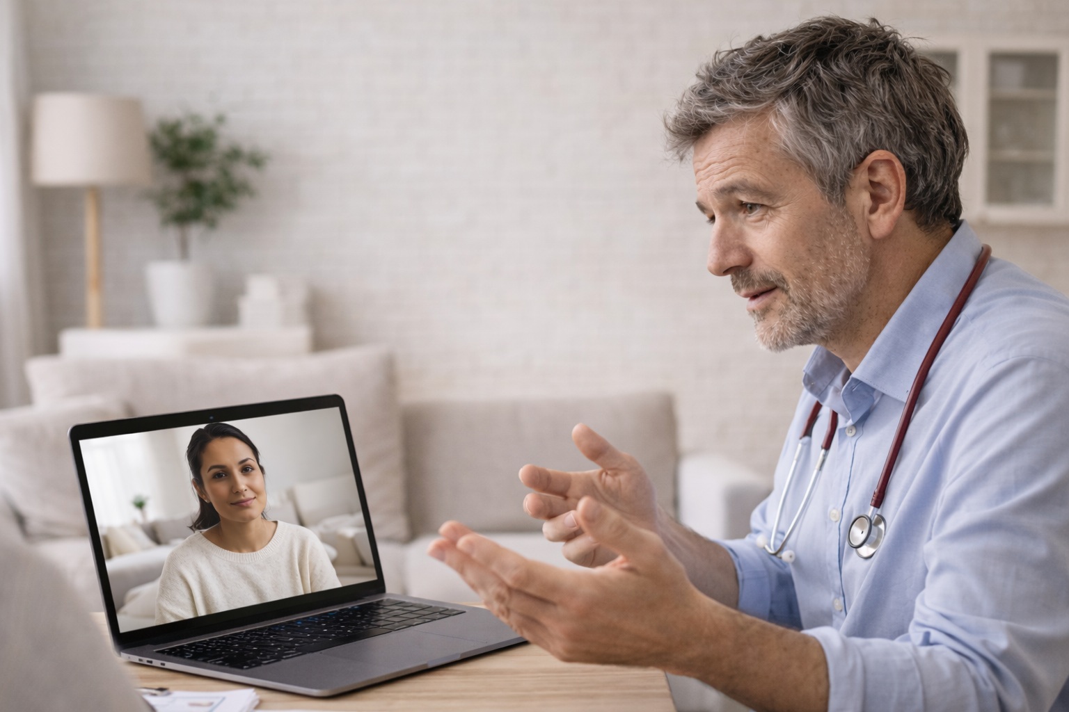 GP reviewing a patient's suitability for antidepressants online