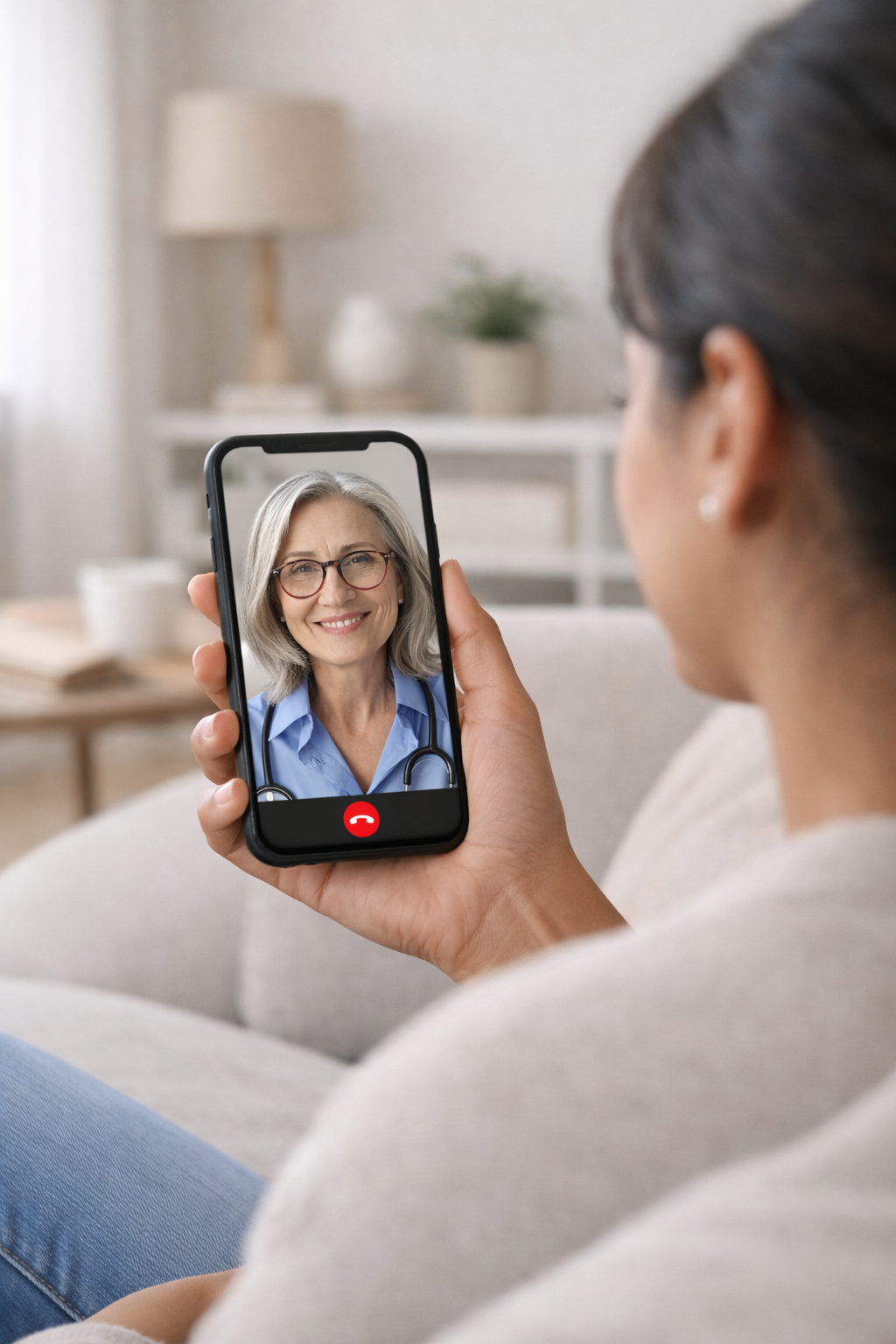 Patient speaking to a GP online about antidepressants