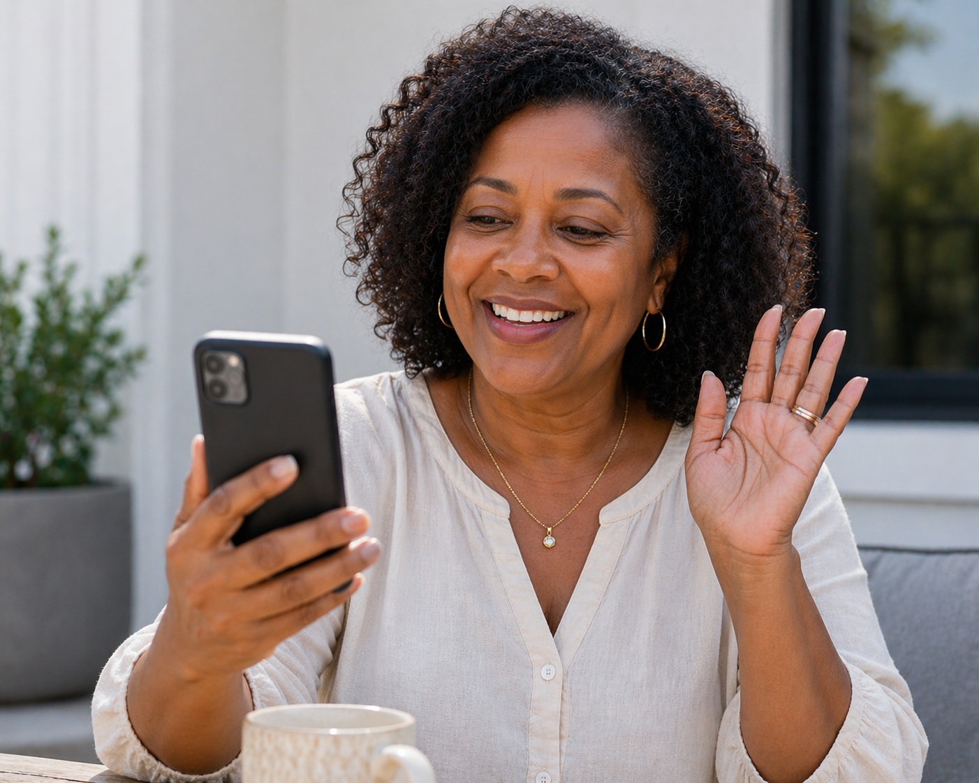 Woman receiving prescription notification on phone